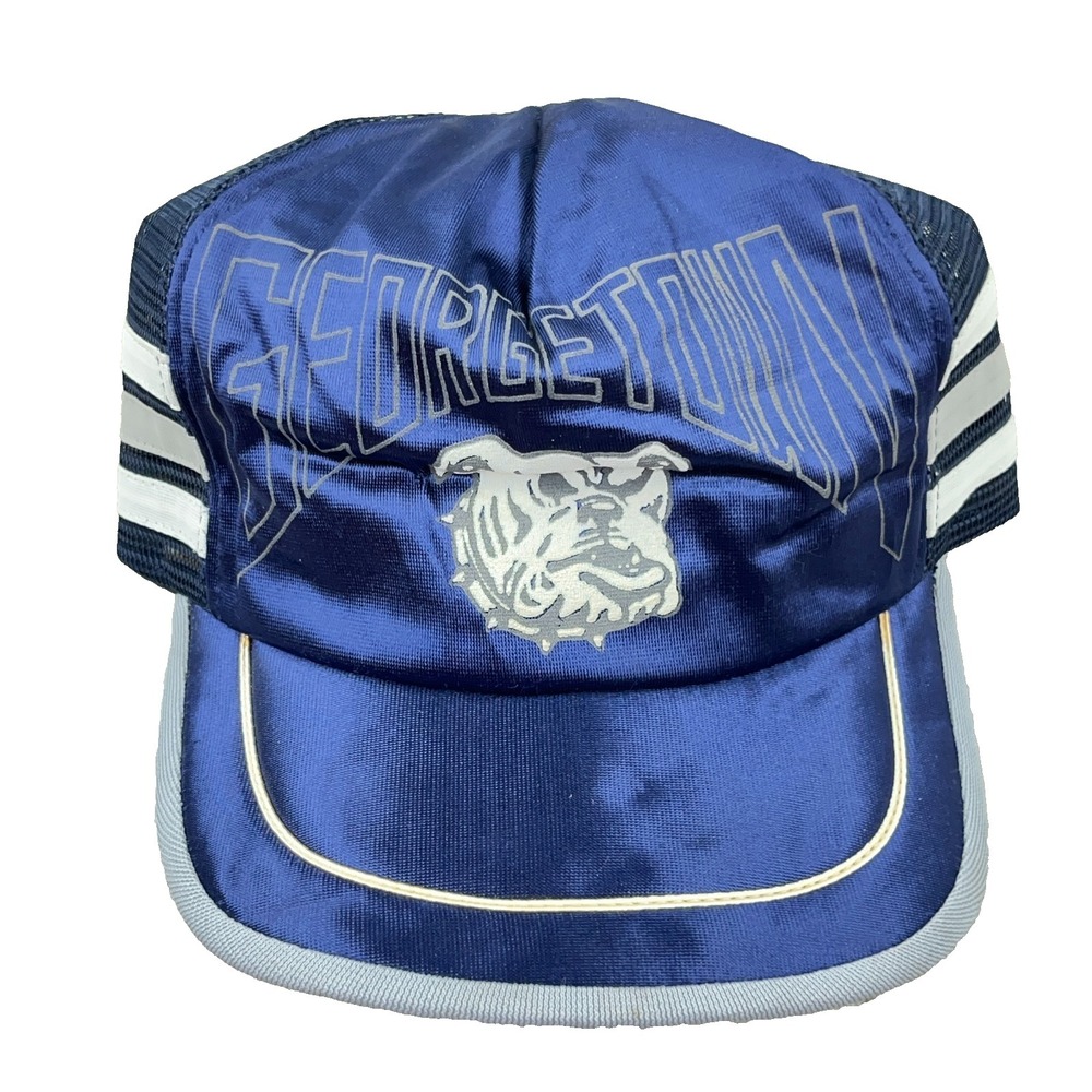 Vintage Georgetown Hoyas Trucker Hat Cap Snapback 3 Stripe 80s Made In USA Mesh